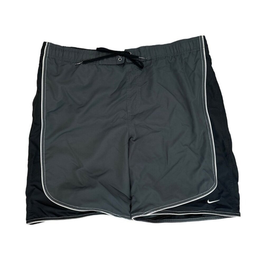 VINTAGE NIKE MEN'S BLACK AND GRAY SWIM TRUNKS SZ 38